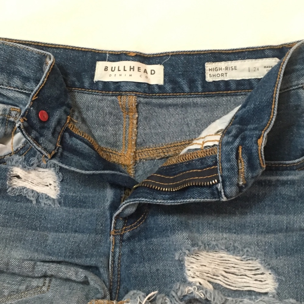 High rise denim shorts